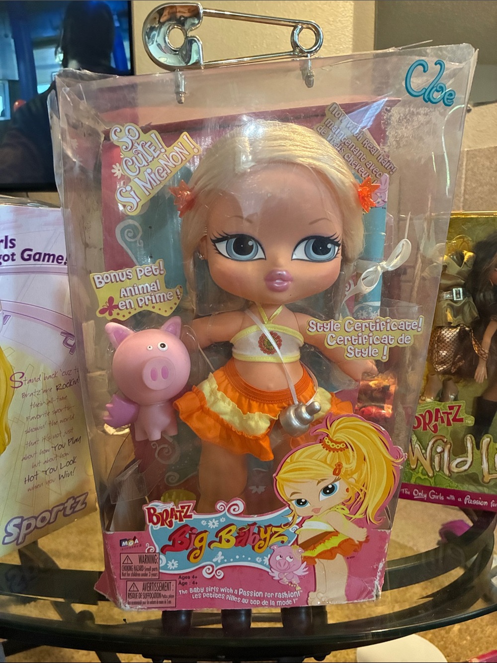 Cloe Big Babyz Doll in Orange & Cream Outfit with Pink Pig 2007